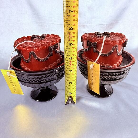 Christian Lacroix Goth Candles Ruby Red Glass Spiderweb Vampire Cake Halloween - Picture 7 of 8